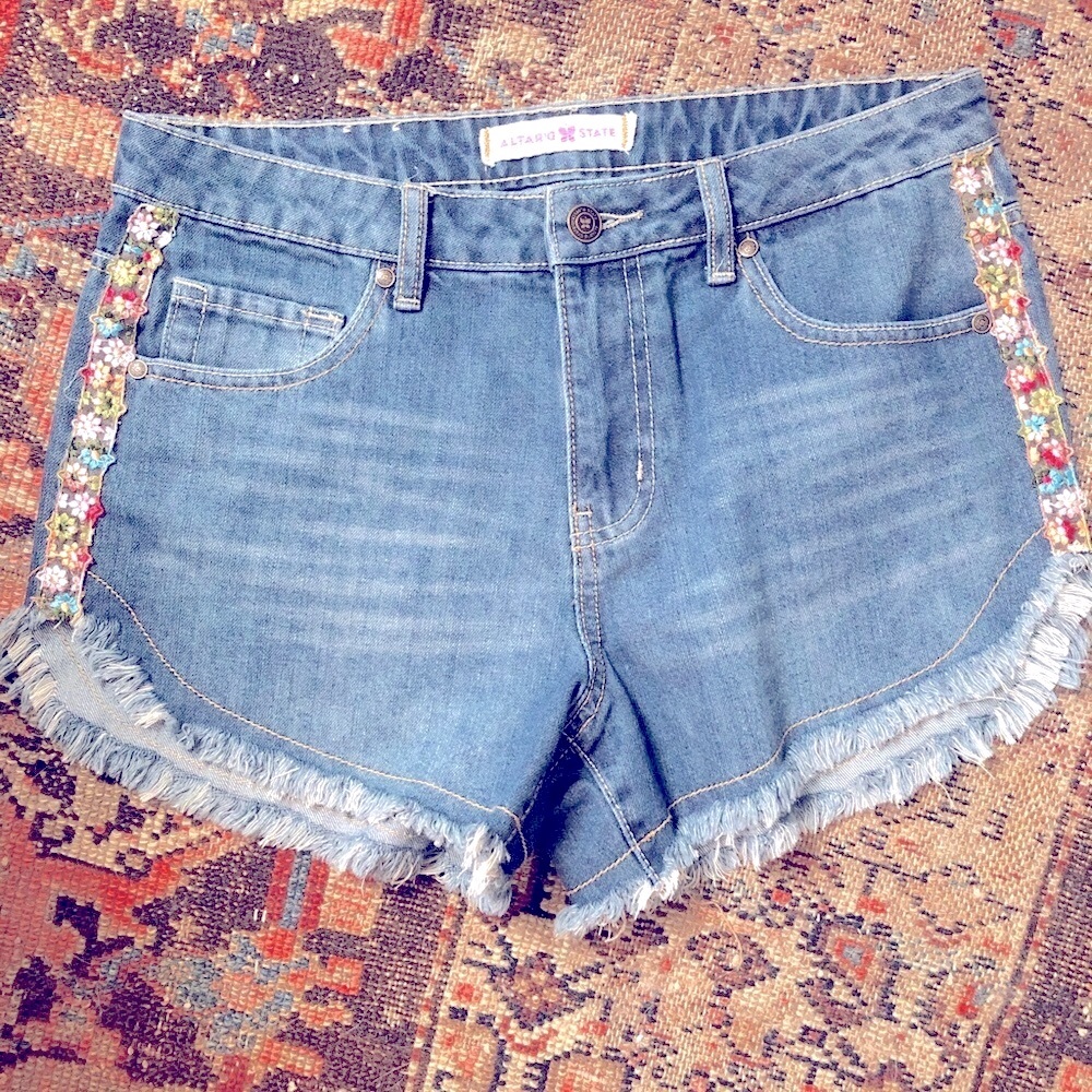 Altar’d State - Floral embroidered denim shorts